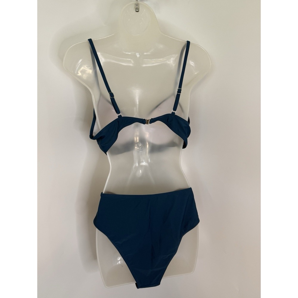 New Women's 2 Piece High Waist and Wrap Top Bikini Swimsuit Sea Blue Green XL - Picture 7 of 16